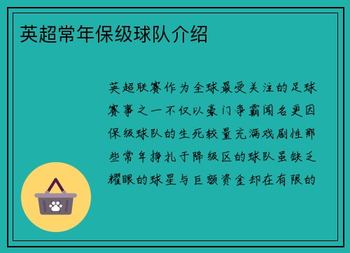 英超常年保级球队介绍